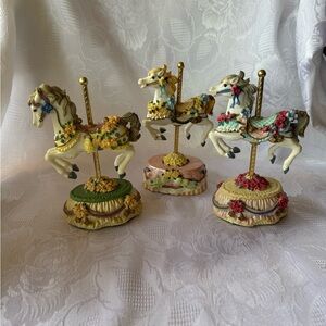 Lot Of 3 Heritage House Melodies County Fair Collection Carousel Horses
